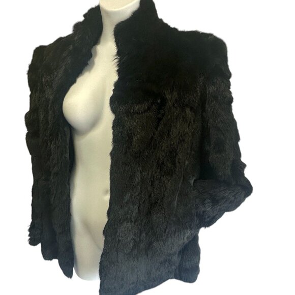 Vintage Black Rabbit Fur Coat Size M Somerset Furs Hong Kong Mob Wife - Picture 5 of 10